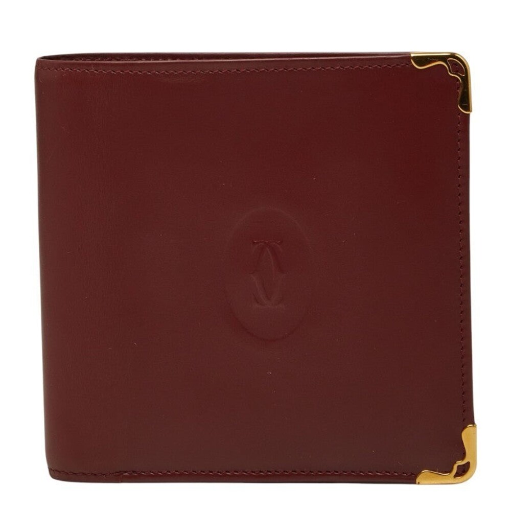 Cartier Leather Must Line Bifold Wallet Burgundy